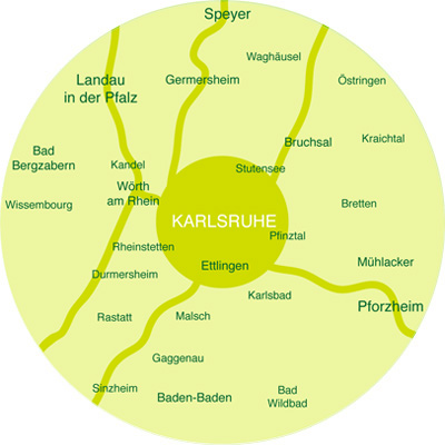 Unser Einsatzgebiet ist das Stadtgebiet Karlsruhe.